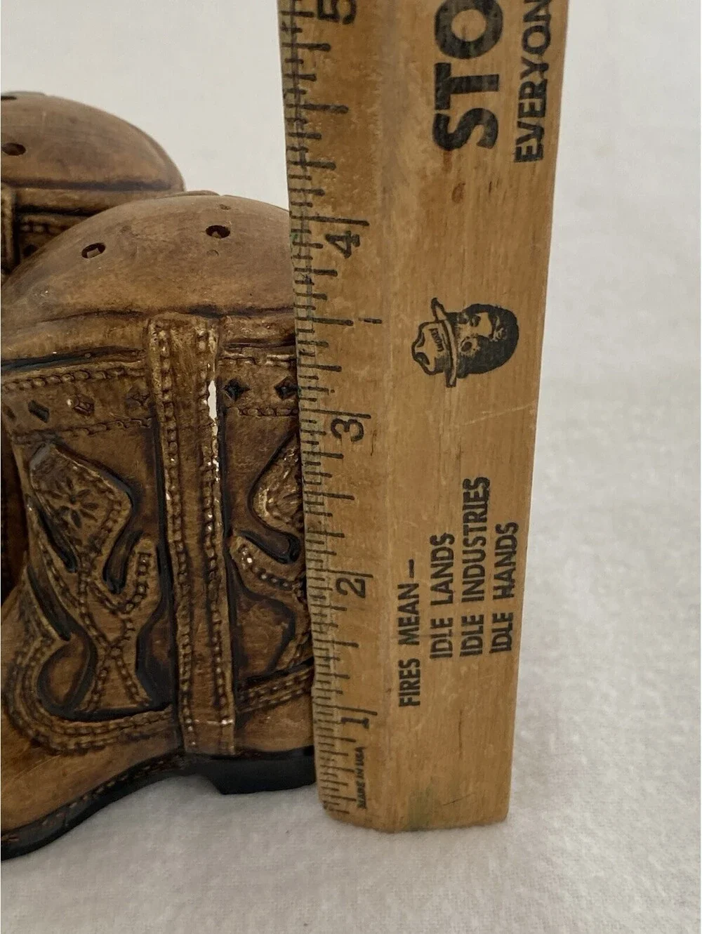 Vintage Western Cowboy Boot Salt Pepper Shakers Ceramic Figural Set Leather Look